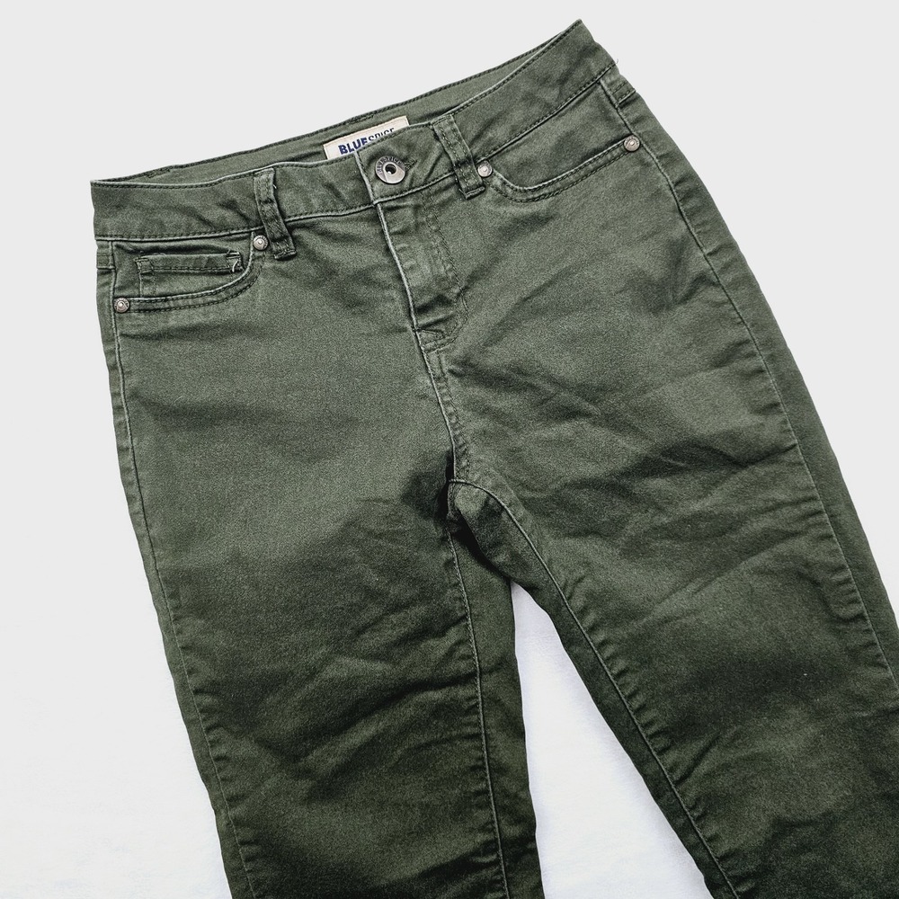 Blue Spice Skinny Pants Womens 3 26x30 Olive Green Stretch‎ Utility Minimalist